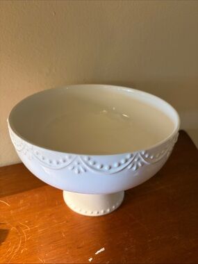 White Decorative Pedestal Bowl - Classic Home Accent
